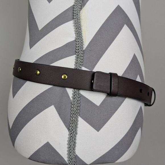 CABI Brown Leather Gold Tone Bridle Bit Studded Belt Size Medium - Picture 9 of 13